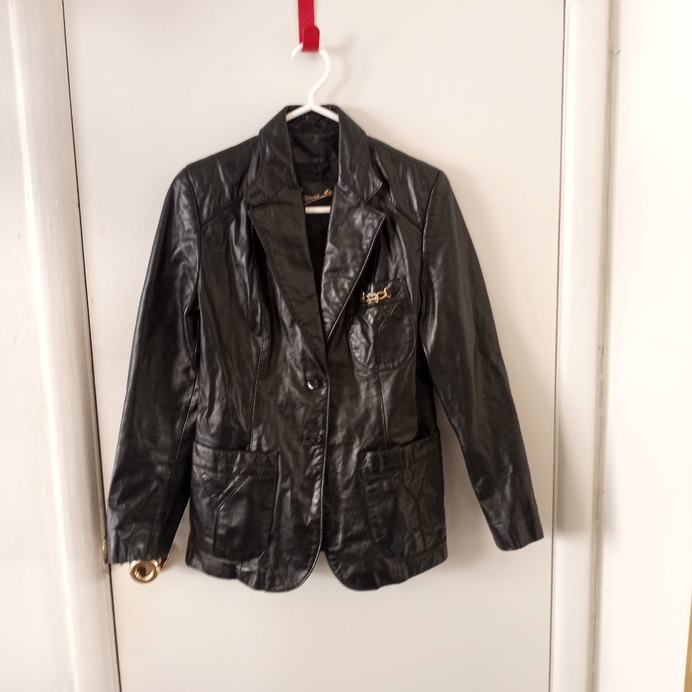 VTG Etienne Aigner Black Leather Jacket